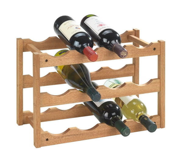 Wenko Norway Solid Walnut Wine Rack – 12-Bottle Stackable Natural Wood Organizer
