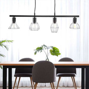 Nino Germany Industrial Pendant Light – 4-Lamp Vintage Metal Chandelier