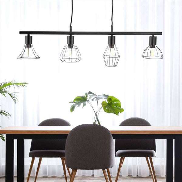 Nino Germany Industrial Pendant Light – 4-Lamp Vintage Metal Chandelier