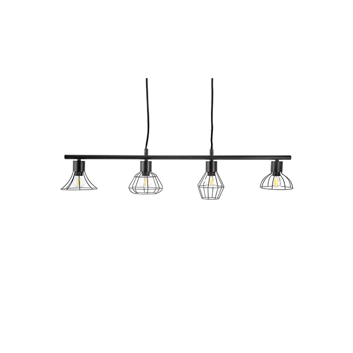 Nino Germany Industrial Pendant Light – 4-Lamp Vintage Metal Chandelier