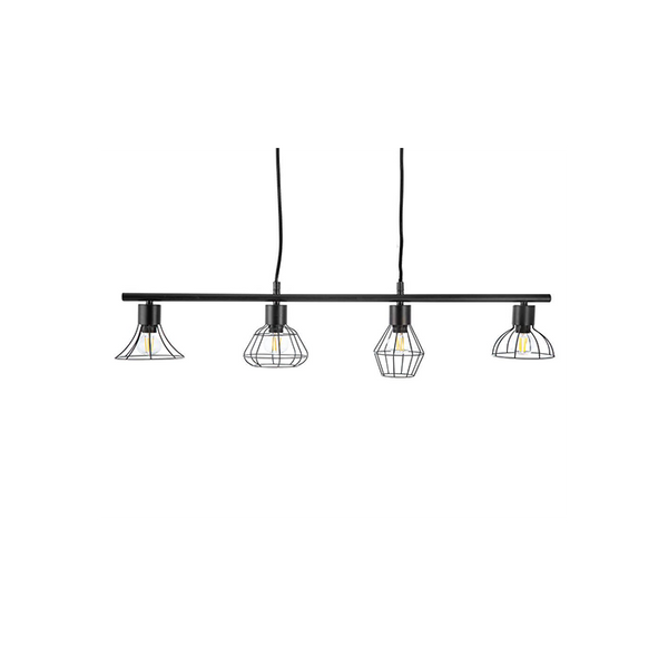 Nino Germany Industrial Pendant Light – 4-Lamp Vintage Metal Chandelier