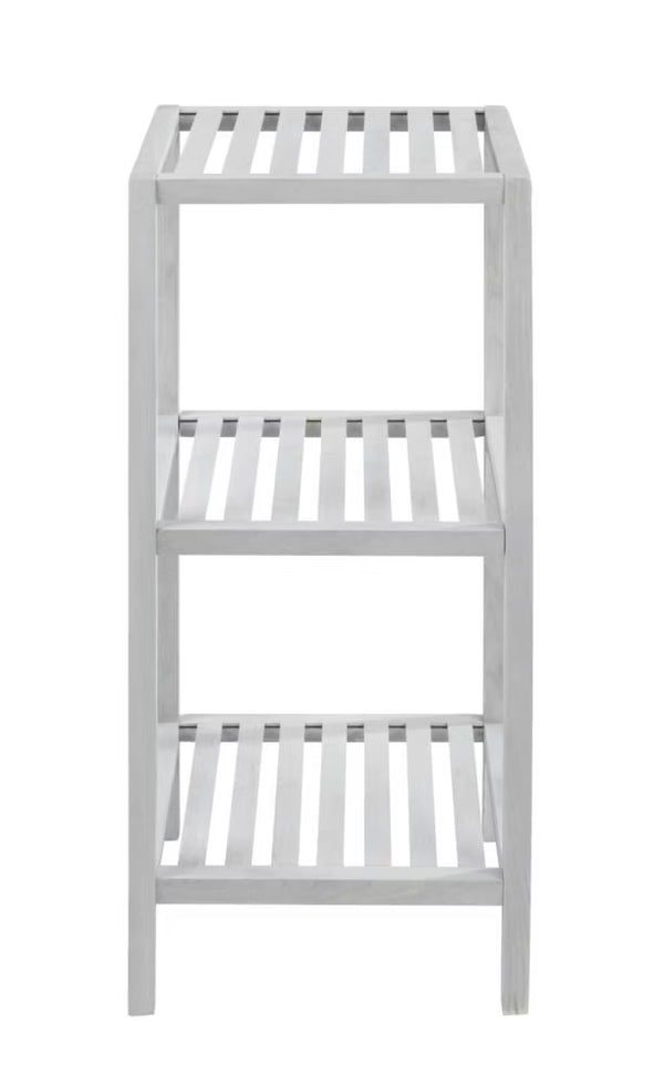 Wenko Norway 3-Tier Standing Shelf – Vintage White Solid Wood Storage Rack for Bathroom & Living Room