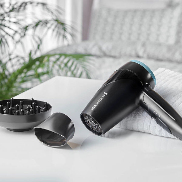 Remington On The Go Compact Hair Dryer 2000W – Foldable Travel Dryer with Diffuser