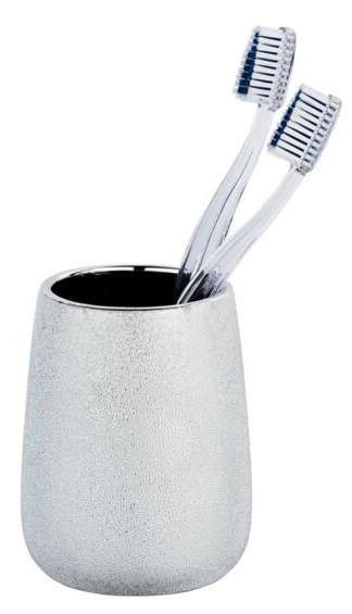 Wenko  Ceramic toothbrush tumbler Glimma, silver