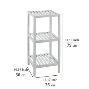 Wenko Norway 3-Tier Standing Shelf – Vintage White Solid Wood Storage Rack for Bathroom & Living Room