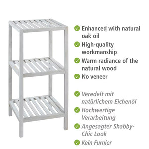 Wenko Norway 3-Tier Standing Shelf – Vintage White Solid Wood Storage Rack for Bathroom & Living Room