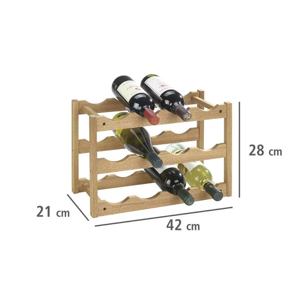 Wenko Norway Solid Walnut Wine Rack – 12-Bottle Stackable Natural Wood Organizer