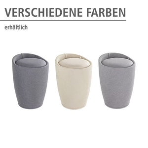 Wenko Candy Light Grey Laundry Stool – 2-in-1 Bathroom Pouf with Linen-Look Fabric