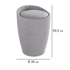 Wenko Candy Light Grey Laundry Stool – 2-in-1 Bathroom Pouf with Linen-Look Fabric