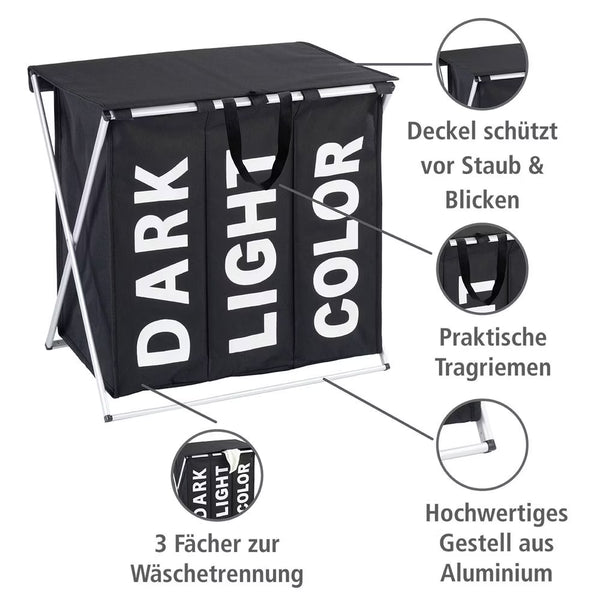 Wenko Laundry Basket Trio Top Black -118 L