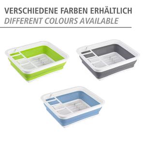 Wenko Dish drainer Gaia foldable green/white with cutlery holder and plate stand