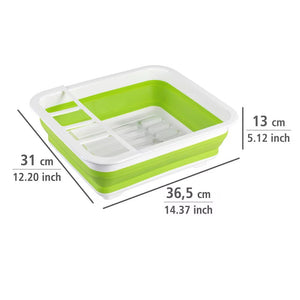 Wenko Dish drainer Gaia foldable green/white with cutlery holder and plate stand
