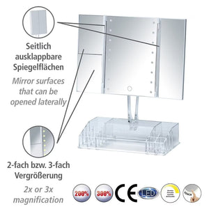 Wenko Fanano LED Tri-Fold Cosmetic/Vanity Mirror