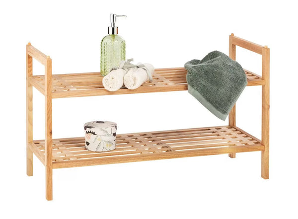 Wenko Shelving system Norway with 2 shelves solid walnut wood