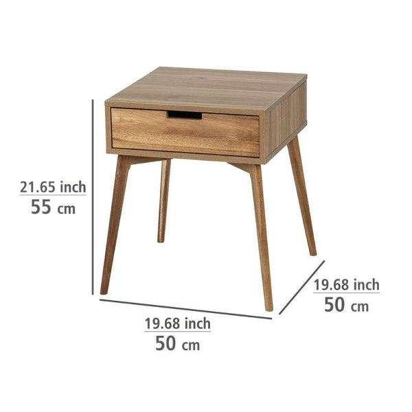 Wenko Acina FSC Wood Side Table – Scandinavian Nightstand with Drawer
