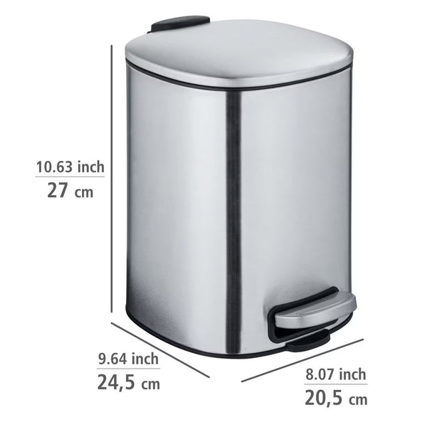 Wenko Alassio Easy-Close 5L Stainless Steel Trash Bin