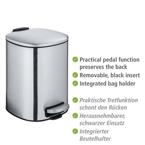 Wenko Alassio Easy-Close 5L Stainless Steel Trash Bin