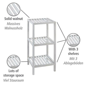 Wenko Norway 3-Tier Standing Shelf – Vintage White Solid Wood Storage Rack for Bathroom & Living Room