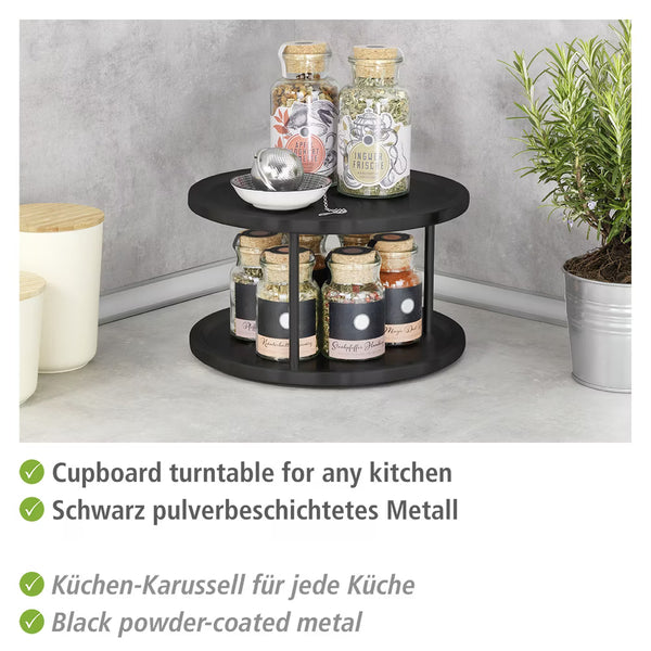 Wenko Cabinet Carousel Duo Black Stainless Steel