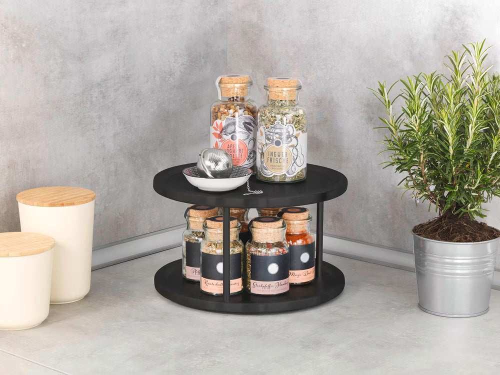 Wenko Cabinet Carousel Duo Black Stainless Steel