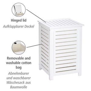 Wenko Oslo Solid Wood Laundry Chest with Removable Cotton Bag