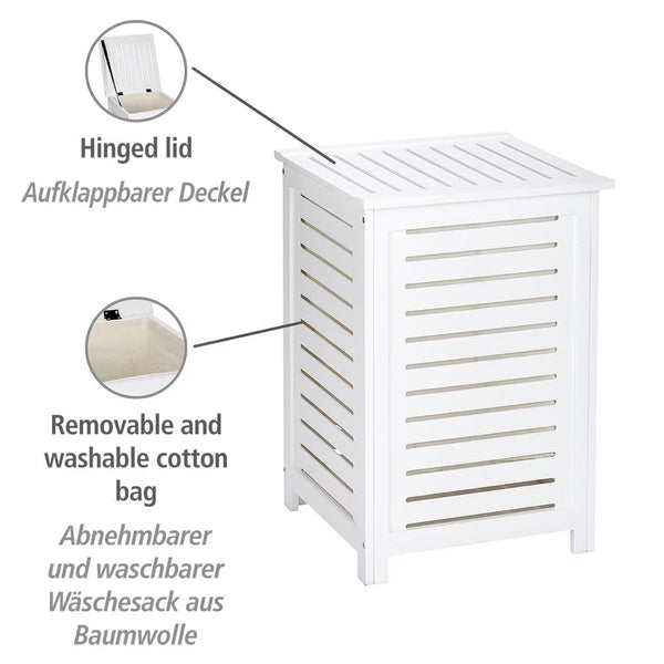 Wenko Oslo Solid Wood Laundry Chest with Removable Cotton Bag
