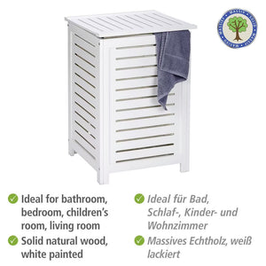 Wenko Oslo Solid Wood Laundry Chest with Removable Cotton Bag
