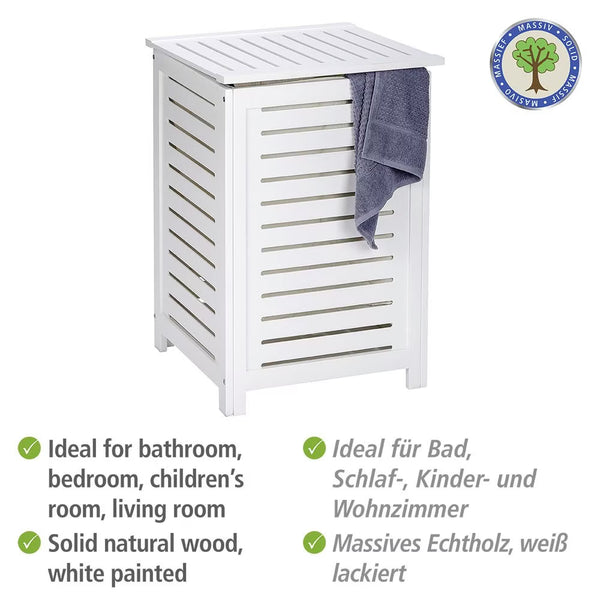 Wenko Oslo Solid Wood Laundry Chest with Removable Cotton Bag