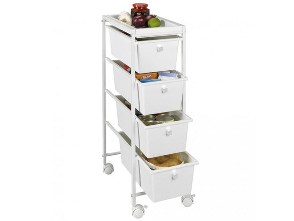 White trolley on wheels GALA, 4-tier By Wenko.de