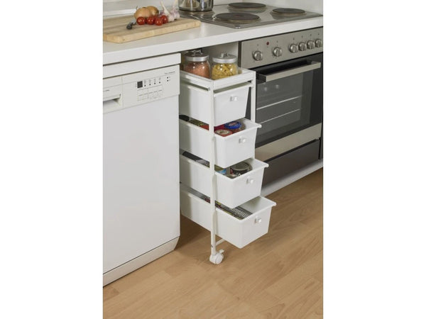 White trolley on wheels GALA, 4-tier By Wenko.de