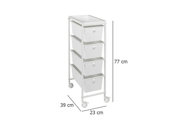 White trolley on wheels GALA, 4-tier By Wenko.de