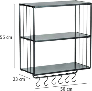 Wenko Modern Industrial Wall Shelf with Hooks