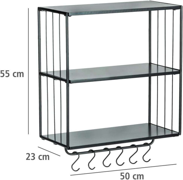 Wenko Modern Industrial Wall Shelf with Hooks