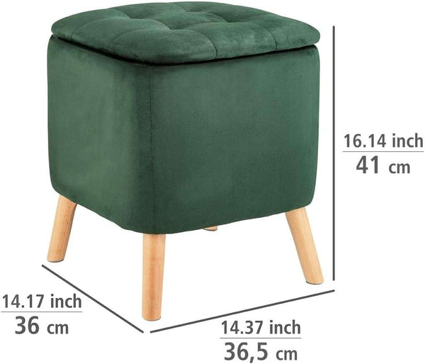 Wenko Velvet Green Stool With Storage