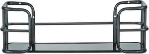 Wenko Industrial Wall Shelf Set – 2-Piece Black Metal & MDF Floating Shelves with 10 S-Hooks