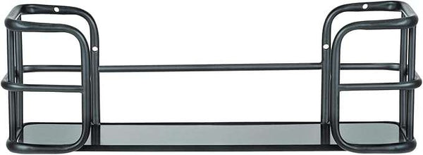 Wenko Industrial Wall Shelf Set – 2-Piece Black Metal & MDF Floating Shelves with 10 S-Hooks