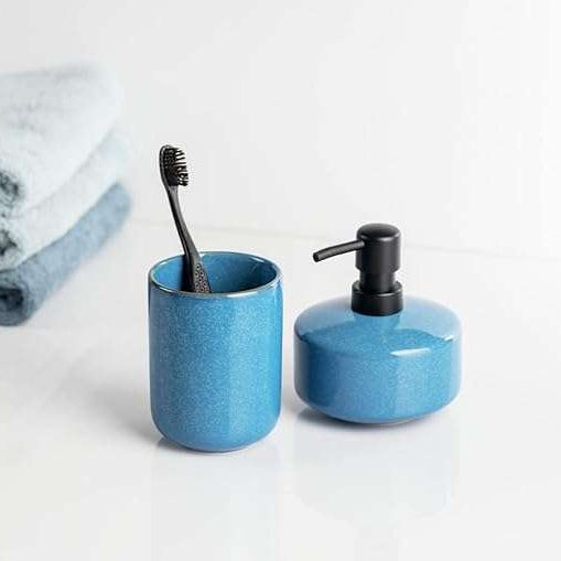 Wenko Varzi Ceramic Bathroom Accessory Set 2-Piece Blue