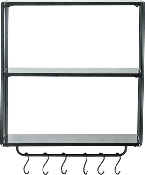 Wenko Modern Industrial Wall Shelf with Hooks