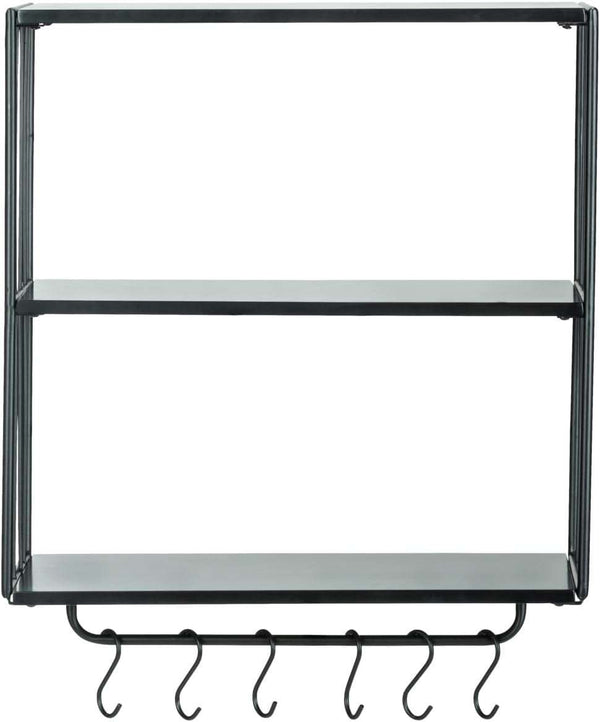 Wenko Modern Industrial Wall Shelf with Hooks