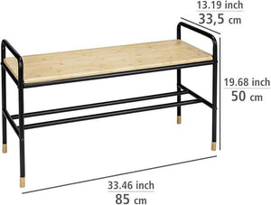 Wenko Loft Industrial Bamboo & Black Steel Shoe Bench & Rack