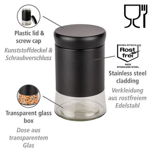 Boga 0.6 litre glass storage box black storage box by Wenko.de