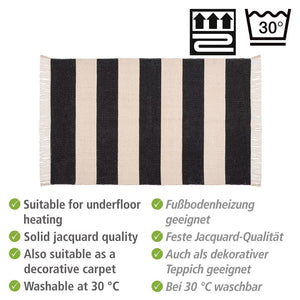 Wenko Kasi Black & White Cotton Bath Mat
