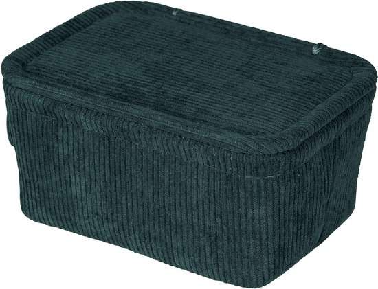 Wenko Anela bath basket with lid, dark green