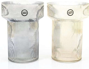By-Boo Riba Ribbed Glass Vase – Grey or Brown