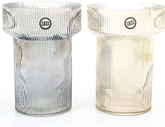 By-Boo Riba Ribbed Glass Vase – Grey or Brown