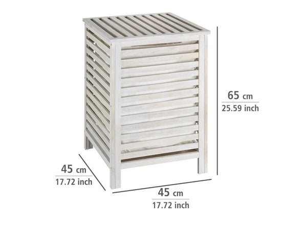 Wenko Norway Wooden Laundry Basket – 65L Solid Walnut with Removable Insert