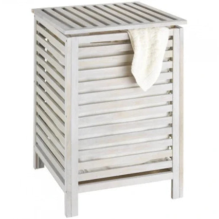 Wenko Norway Wooden Laundry Basket – 65L Solid Walnut with Removable Insert