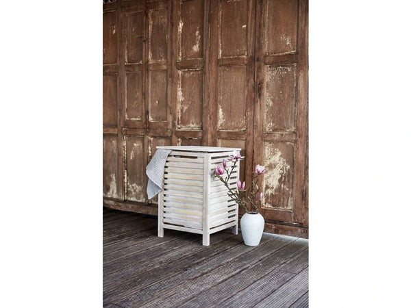 Wenko Norway Wooden Laundry Basket – 65L Solid Walnut with Removable Insert