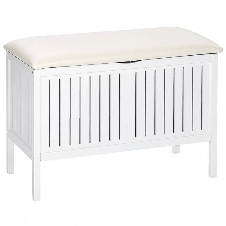 Wenko Oslo Storage White Chest with Padded Seat