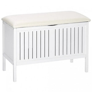Wenko Oslo Storage White Chest with Padded Seat